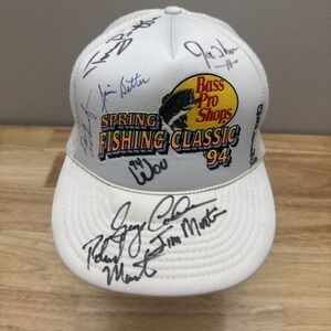 9 Autographs Bass Pro Shops Spring Fishing Classic 1994 SnapBack Hat Never Worn